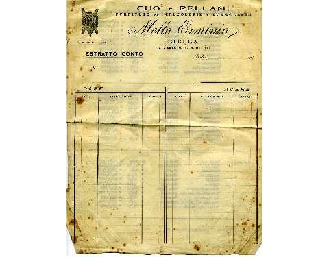 Modulo di estratto conto in uso negli anni ’30 con logo dell’azienda