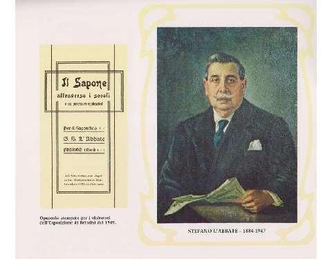 Opuscolo stampato per i visitatori dell'esposizione di Brindisi del 1909; nel ritratto Stefano L'Abbate il figlio del fondatore 