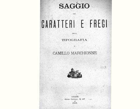 Frontespizio del saggio Caratteri e Fregi del 1893