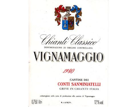 Etichetta Chianti Sanminiatelli del 1980