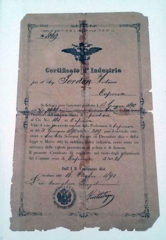 Autorizzazione ad esercitare la professione di "pistore" vocabolo utilizzato nella lingua friulana per indicare il panettiere, 1890