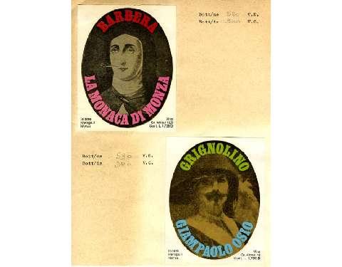 Etichette di vini pregiata dell'annata 1972