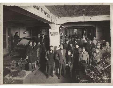 Interno della tipografia, anni trenta