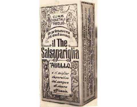Confezione di salsapariglia preparata dalla farmacia, inizi Novecento