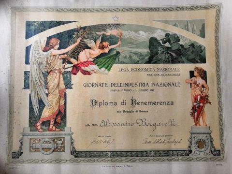 Diploma di benemerenza rilsciato in occasione delle Giornate dell'Industria Nazionale, 1919
