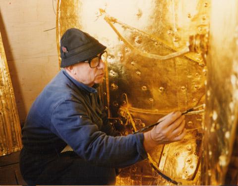 Riparazione dell’angelo del campanile di San Marco (1960 circa)