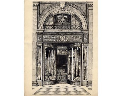 Vetrina del negozio Rubelli originariamente sito in piazza San Marco al numero civico 65