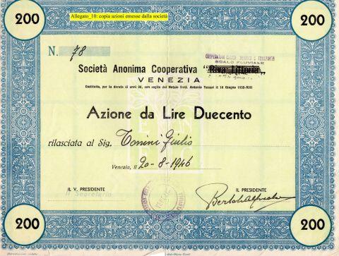 Azione emessa dalla società dal 1946 al 1952