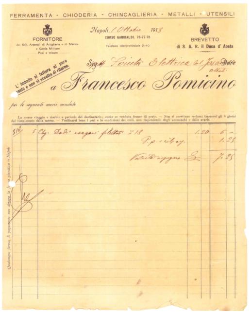 Fattura, 1913