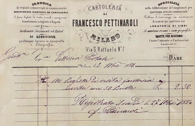 La prima fattura emessa, 1881