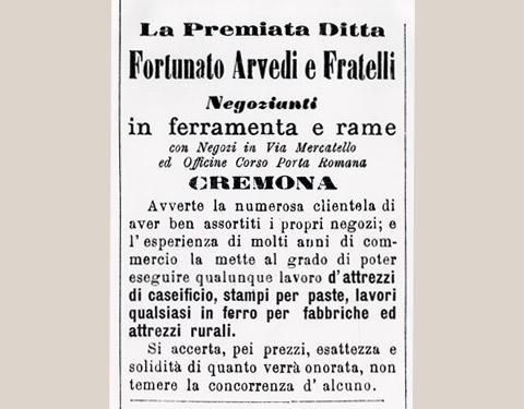 Ingrandimento di una pubblicità apparsa sul quotidiano La Provincia il 28 febbraio 1889