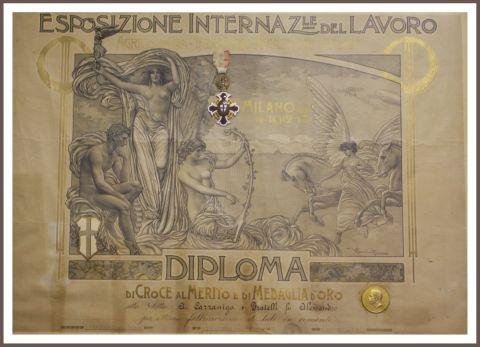 Diploma di croce al merito all'Esposizione internazionale del lavoro di Milano, 1914 