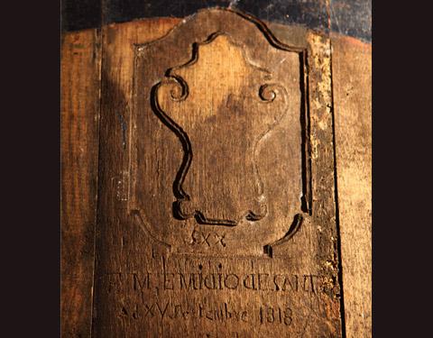 Particolare di un'antica botte del 1818