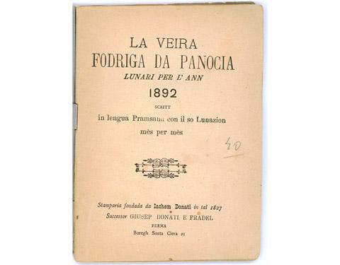 Frontespizio del volume La veira Fodriga (1892)
