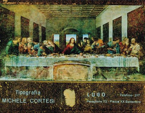 Frontespizio di un calendario della tipografia ubicata sempre ai medesimi numeri civici 72-74 nel Loggiato del Pavaglione a Lugo, rilevata dal tipografo Michele Cortesi (1930)