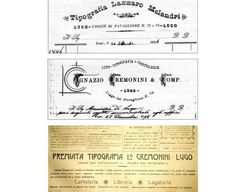 Varie carte intestate della tipografia: anni 1896, 1898, 1909