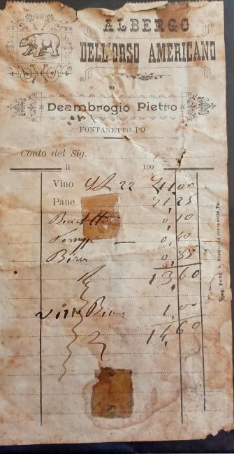 Documento emesso agli inizi del Novecento 