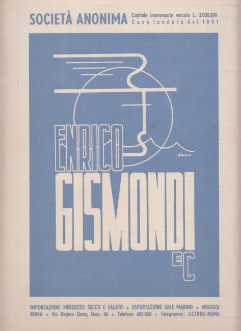 Locandina pubblicitaria della società Enrico Gismondi, 1937