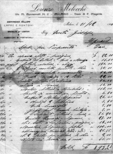 Una fattura del 1910