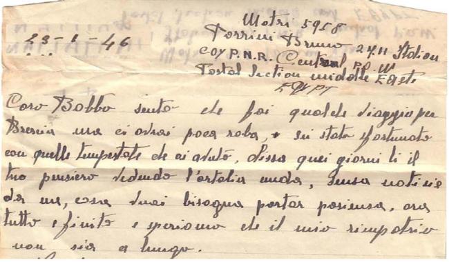 Dalla prigionia in Egitto ci si preoccupa per l'ortaglia (1947)