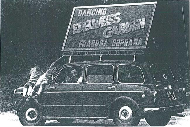 Pubblicità del dancing Edelweiss Garden (fine anni sessanta)