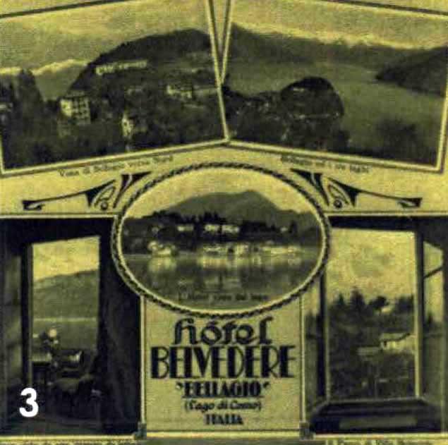 Locandina dell'hotel Belvedere negli anni trenta