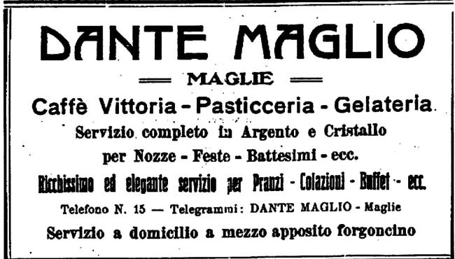 Inserzione pubblicitaria della ditta Dante Maglio