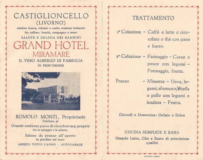 Pubblicità con menu d'epoca