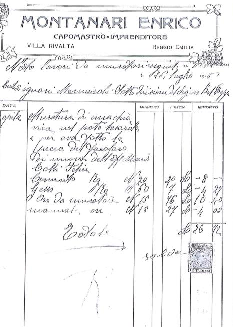 Fattura del 1918 su carta intestata 