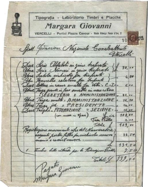 Fattura del 1935