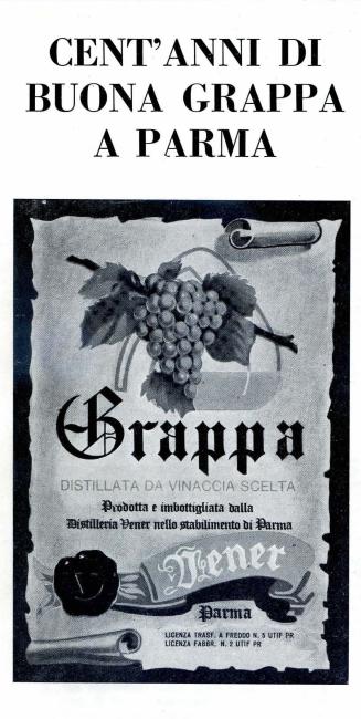 Pubblicità su Al pont äd mez periodico sociale della “Famija pramzana” dedicato ai prodotti tipici gastronomici del Parmense, 1971