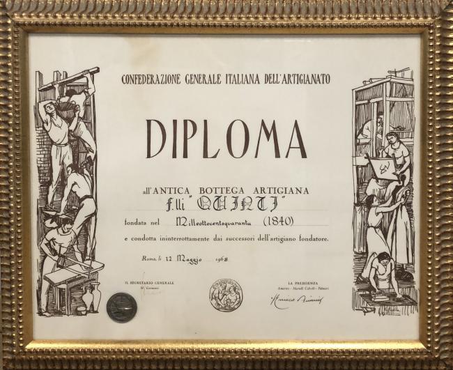 Diploma rilasciato dalla Confederazione generale italiana dell'Artigianato, 1968