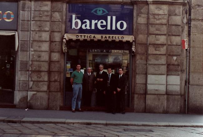  da sinistra Nicola Ricco, Luigi Lavelli direttore del negozio, Valdemaro Giannelli, Vittorio Giacovelli e Paolo Zagolin, 1989