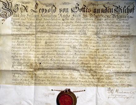 Conferimento del titolo "Tipografo di Corte Vescovile", 1773  