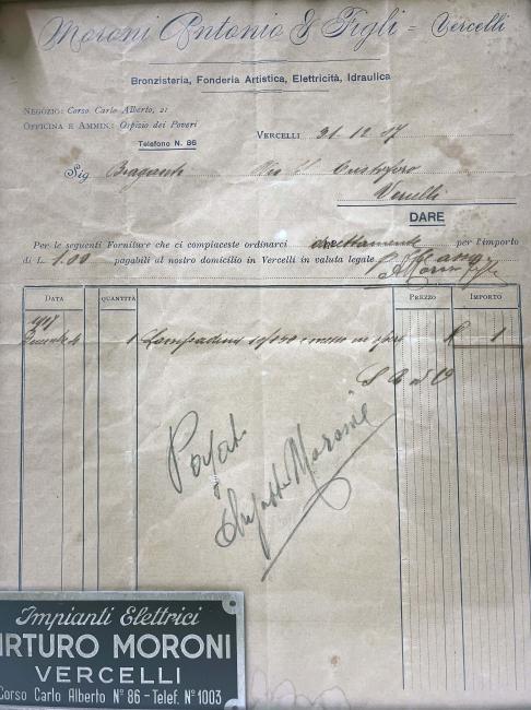 Fattura emessa nel 1907
