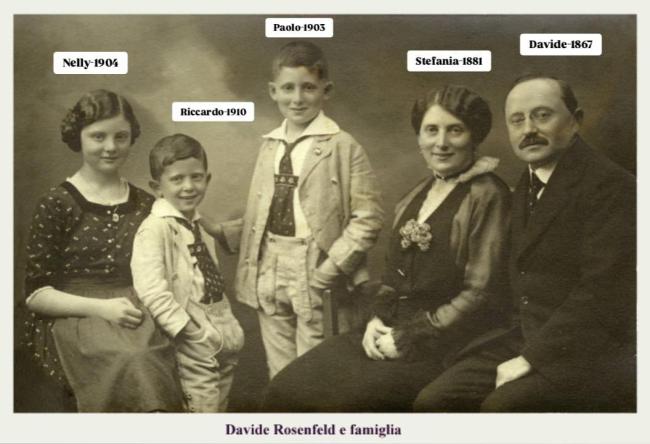 La Famiglia Rosenfeld, fine anni Dieci del Novecento. Stefania e Davide moriranno nella Shoah mentre i tre figli sono sopravvissuti.