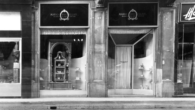La prima boutique di Mario Buccellati a Milano in via Santa Margherita, anni Cinquanta