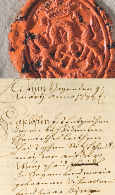 Estratto del contratto d'acquisto, 1733