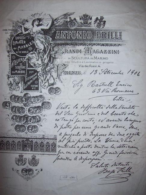 Carta intestata della Galleria, 1906