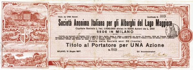 Titolo al portatore, 1907