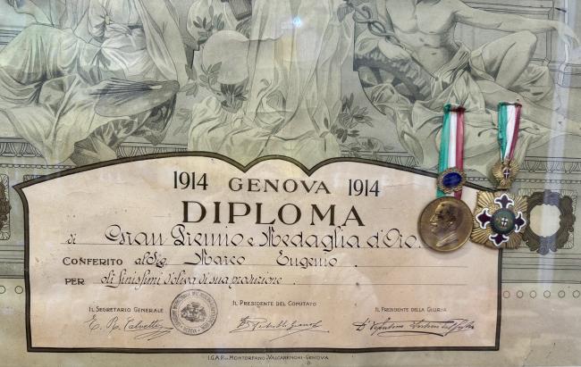 il Premio conferito al fondatore, Eugenio Marco, all'Esposizione internazionale dell'Industria Alimentazione - Igiene di Genova, 1914