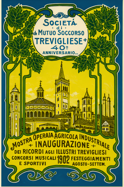 Locandina della Mostra operaia agricola industriale nella quale la ditta “Carlo Fedeli” rappresentò l’industria della fabbricazione delle pese, 1902