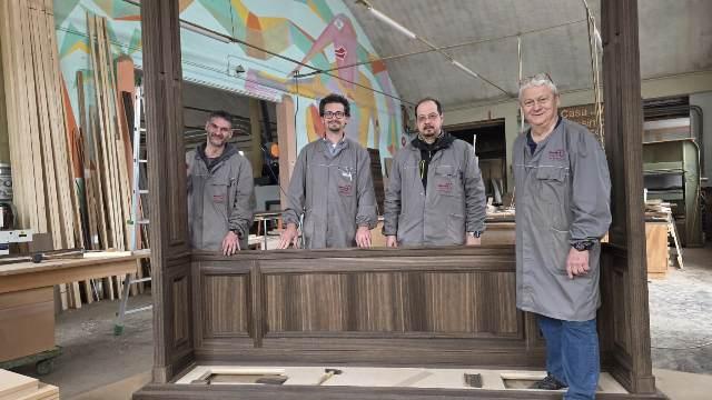 Gli attuali soci dell'impresa: da destra Massimo Gentili, Fabio Santoni e Luca Mignini e il collaboratore Giorgio Dioguardi