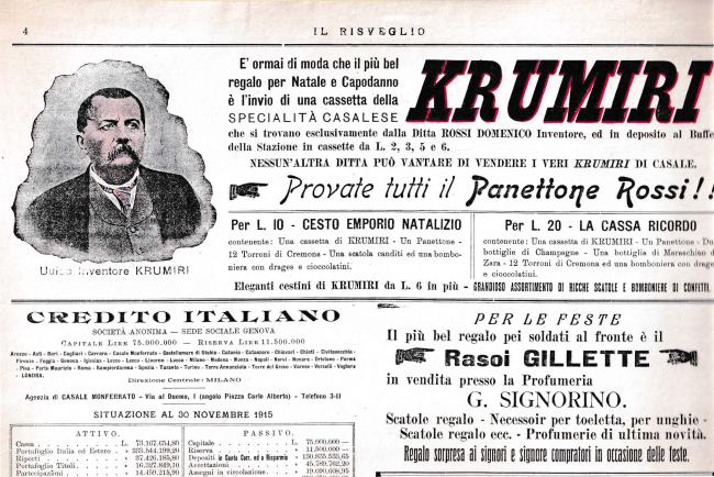 Annuncio pubblicitario su Il Risveglio, 1915